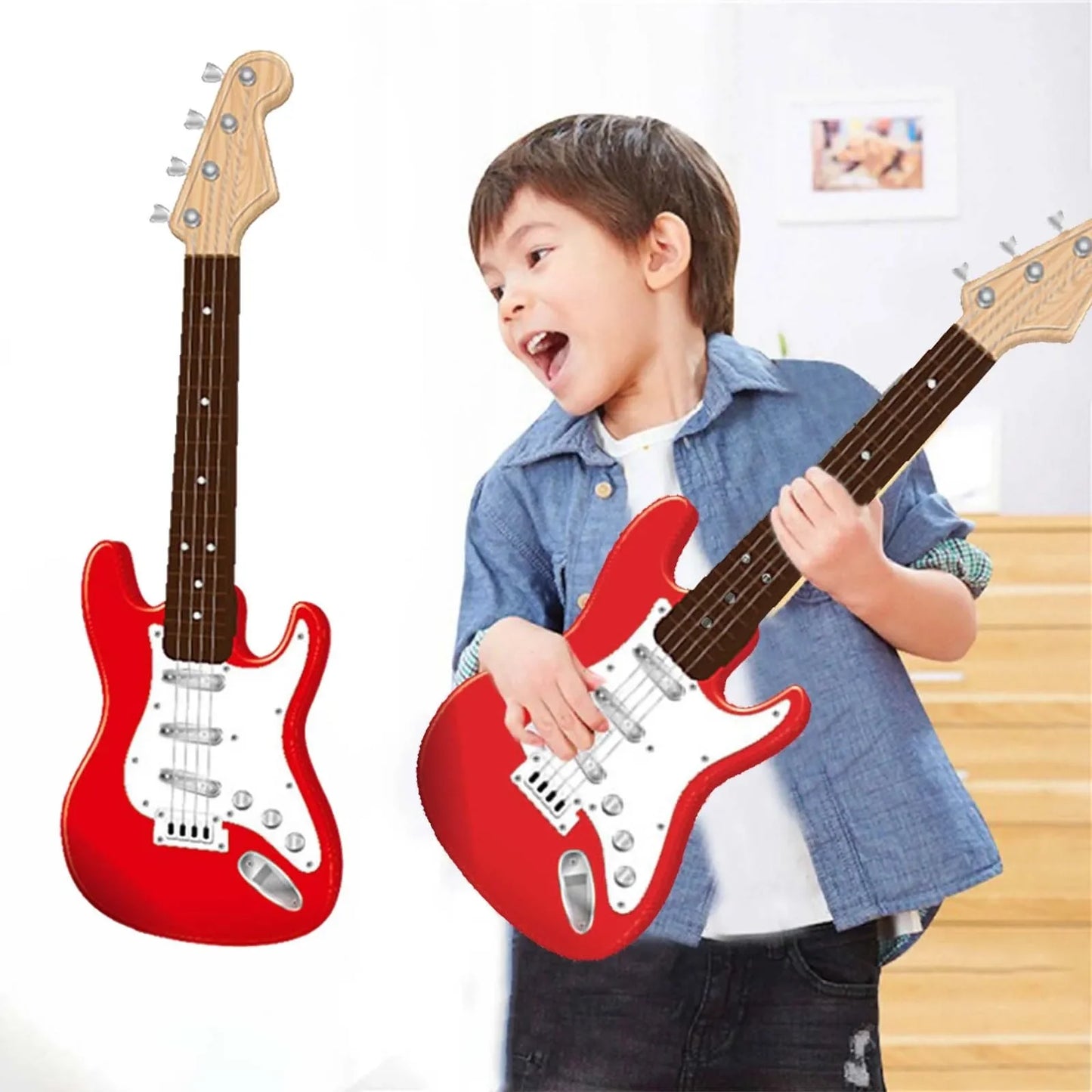 Kids Electric Guitar Toy With LED Lights And Rechargeable Battery - ToylandEU