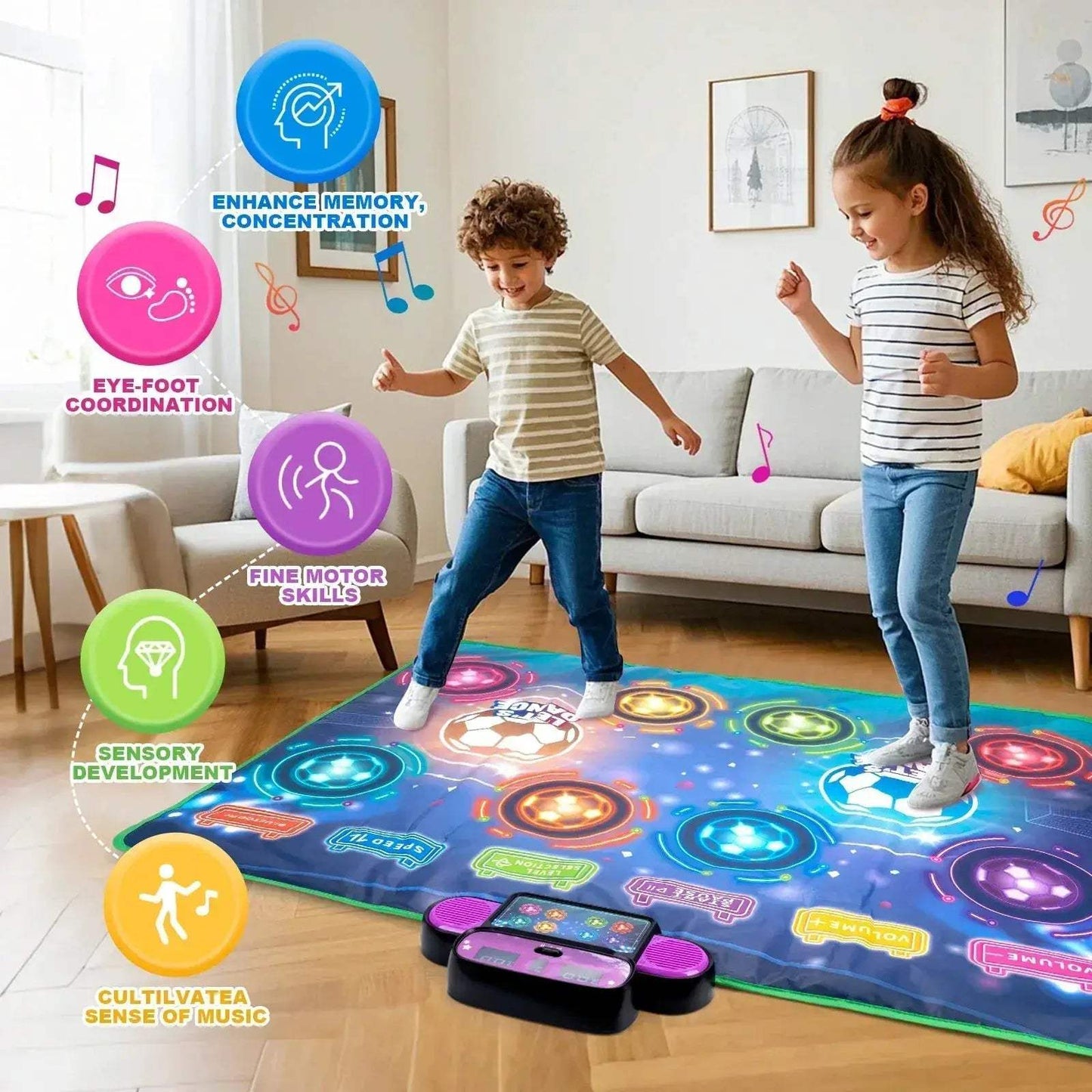 Kids Electronic Dance Mat Bluetooth Light Interactive Educational Toy - ToylandEU