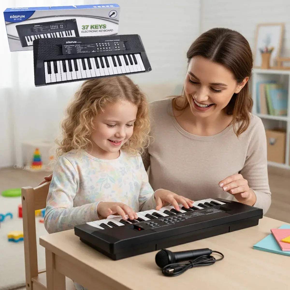 Kids Electronic Piano 37 Keys With Microphone Educational Keyboard Toy - ToylandEU