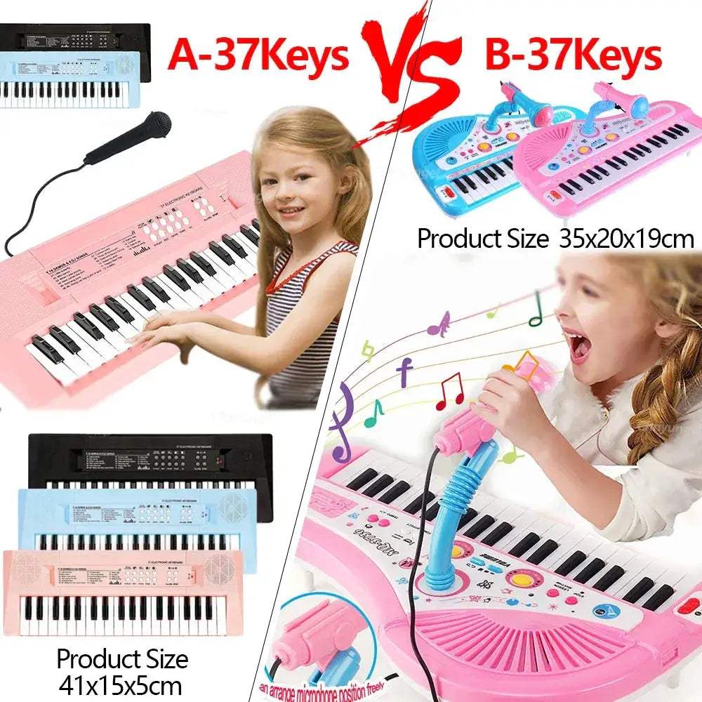 Kids Electronic Piano 37 Keys With Microphone Educational Keyboard Toy - ToylandEU