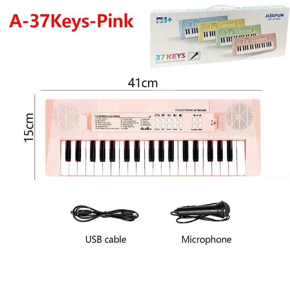 Kids Electronic Piano 37 Keys With Microphone Educational Keyboard Toy - ToylandEU