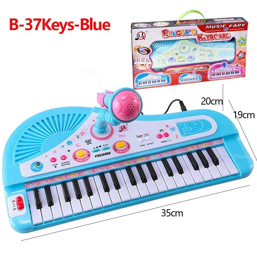 Kids Electronic Piano 37 Keys With Microphone Educational Keyboard Toy - ToylandEU