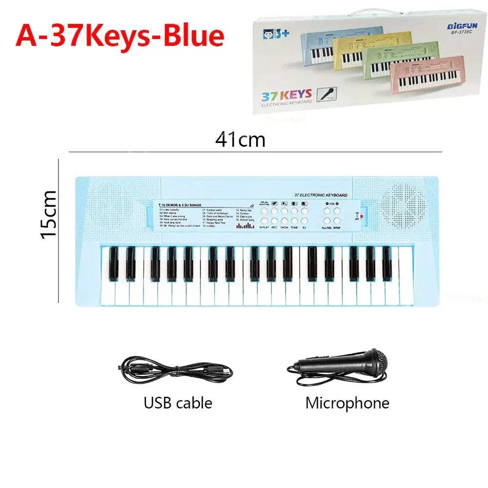 Kids Electronic Piano 37 Keys With Microphone Educational Keyboard Toy - ToylandEU