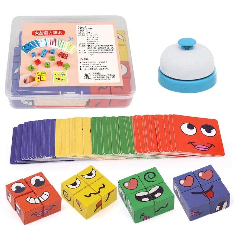 Kids Face Change Expression Puzzle Building Blocks Montessori Cube Table Game Toy for Early Educational Development and Children Gift - ToylandEU