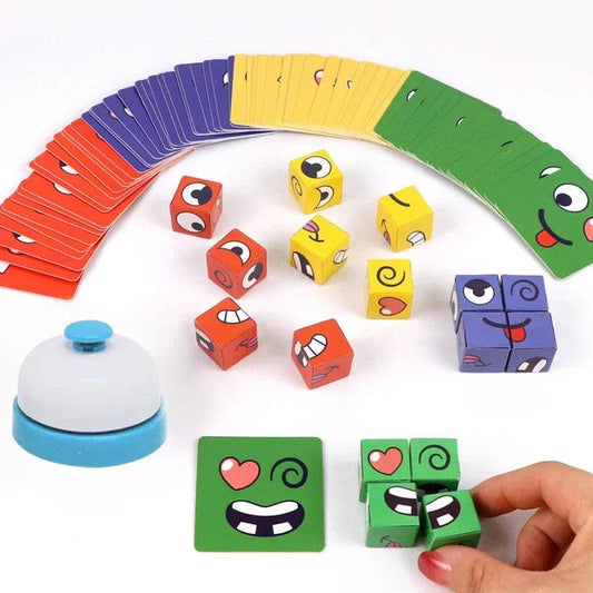 Kids Face Change Expression Puzzle Building Blocks Montessori Cube Table Game Toy for Early Educational Development and Children Gift - ToylandEU