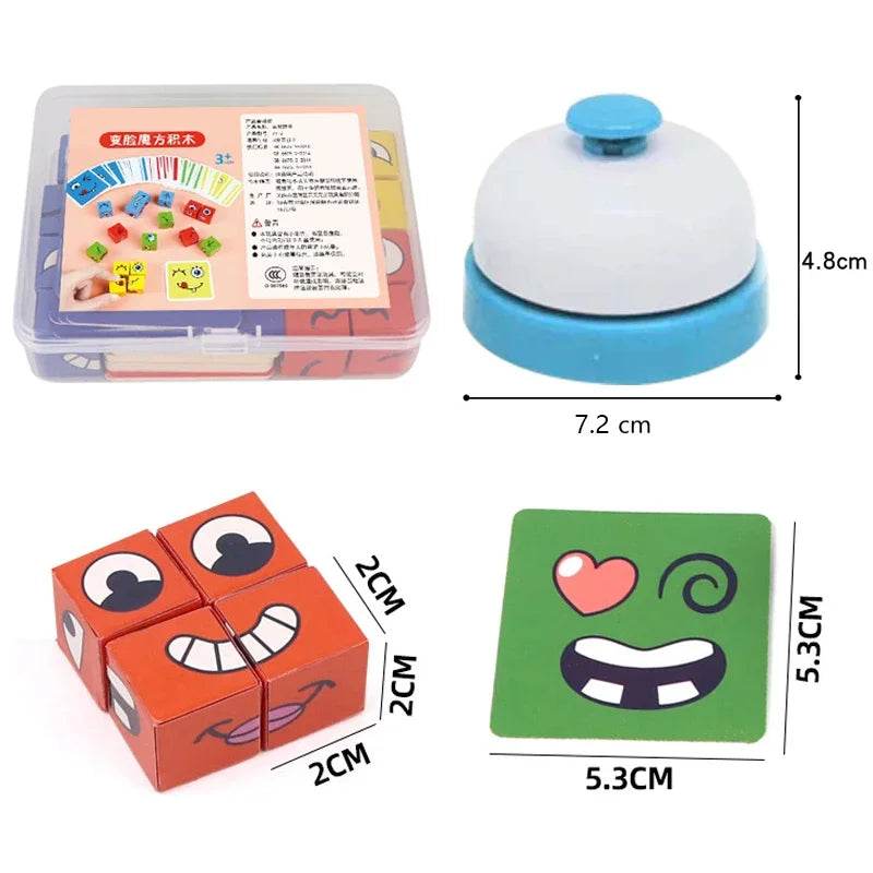 Kids Face Change Expression Puzzle Building Blocks Montessori Cube Table Game Toy for Early Educational Development and Children Gift - ToylandEU