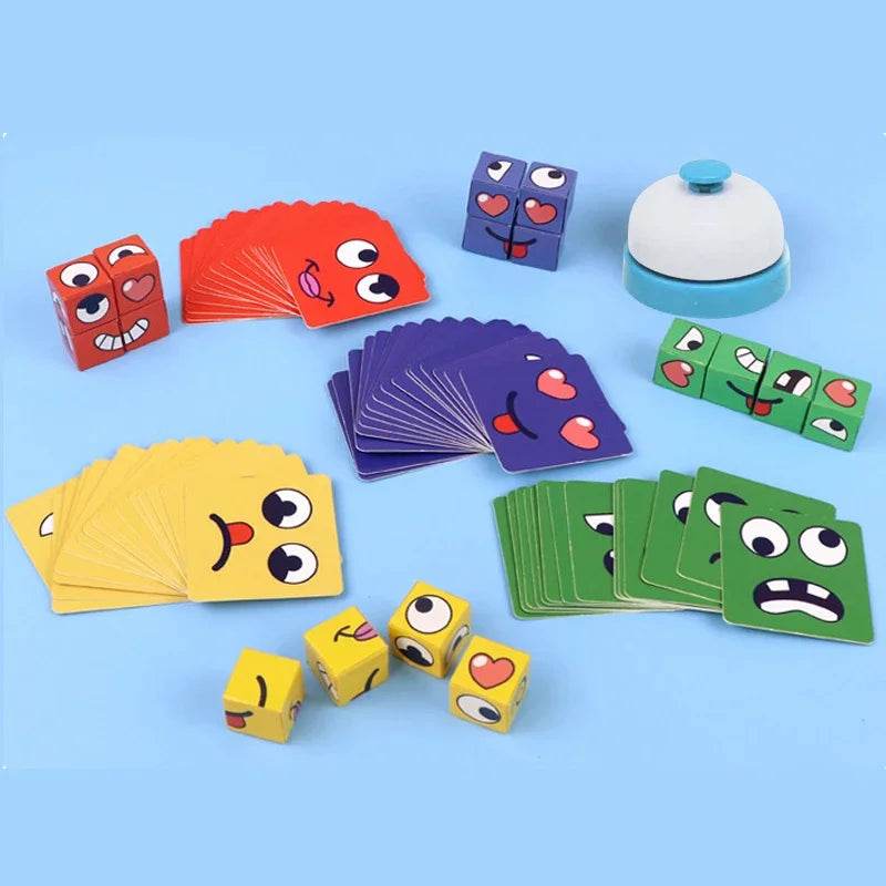 Kids Face Change Expression Puzzle Building Blocks Montessori Cube Table Game Toy for Early Educational Development and Children Gift - ToylandEU