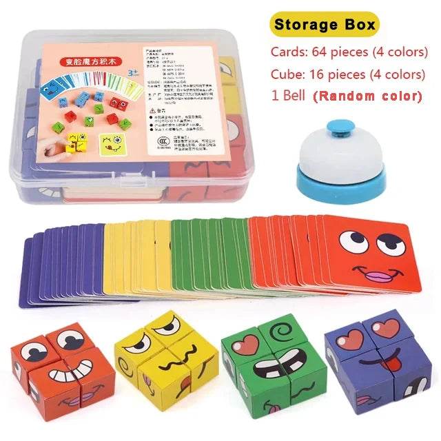 Kids Face Change Expression Puzzle Building Blocks Montessori Cube Table Game Toy for Early Educational Development and Children Gift - ToylandEU