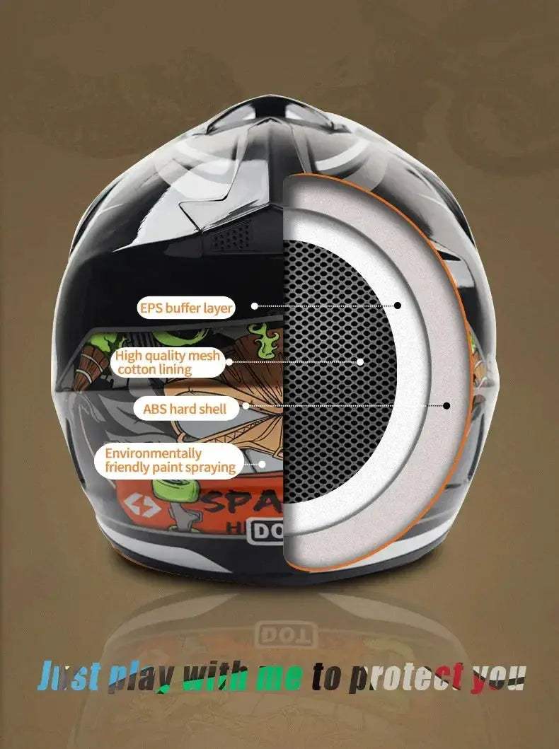 Kids Full Face Motorcycle Helmet With Enhanced Protection - ToylandEU