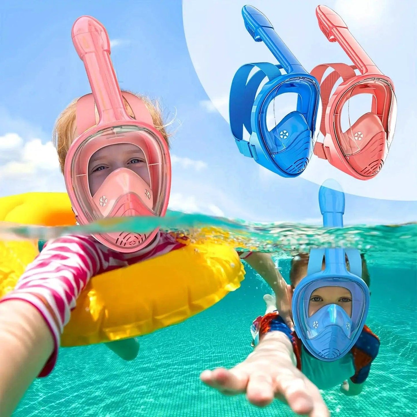  Kids Full Face Snorkel Mask Anti Fog Wide Viewing Comfort -  ToylandEU™