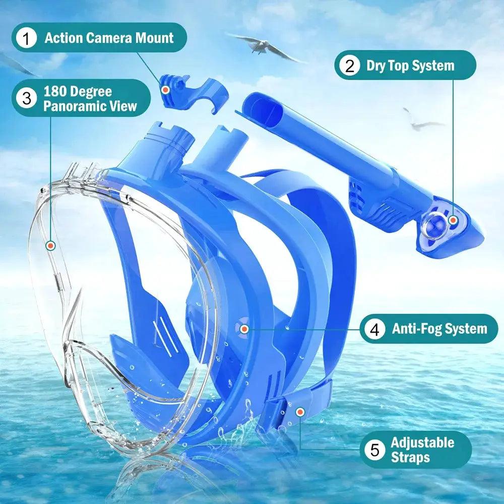  Kids Full Face Snorkel Mask Detachable Camera Mount -  ToylandEU™