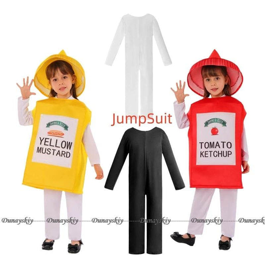 Kids' Fun Mustard Yellow & Ketchup Costume Set for Halloween 2025 - ToylandEU