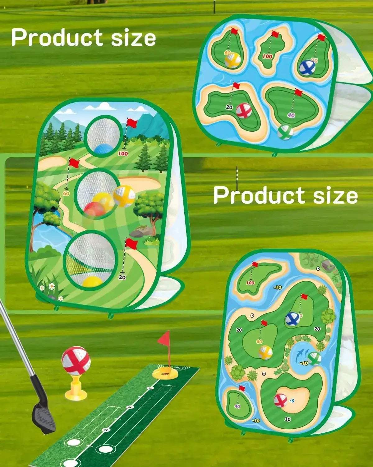 Kids Golf Set With Putting Practice Mat And Chipping Net - ToylandEU