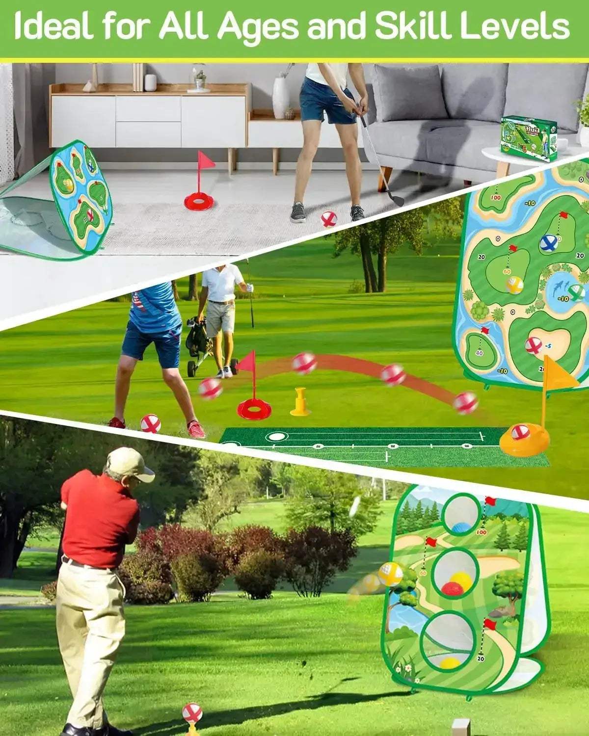 Kids Golf Set With Putting Practice Mat And Chipping Net - ToylandEU