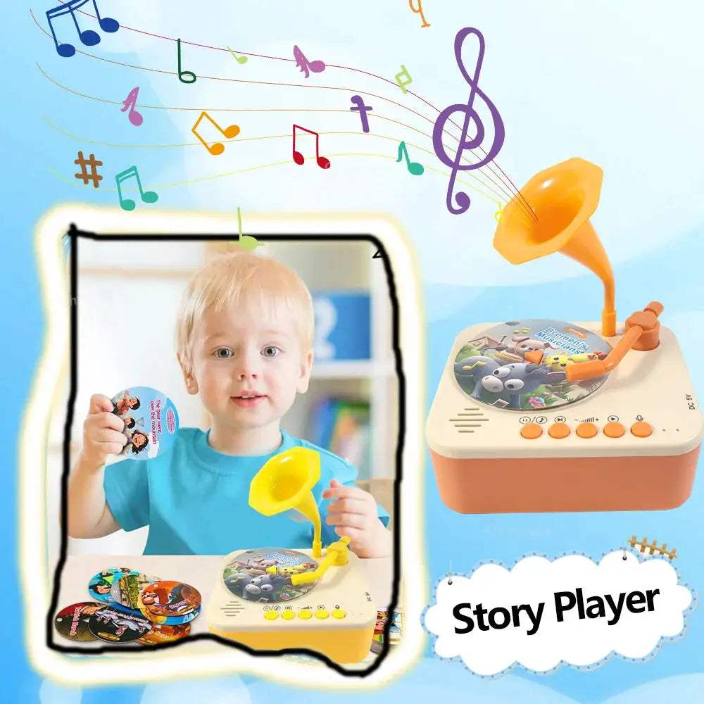 Kids Gramophone Story Player Educational Toy With 93 Cards - ToylandEU