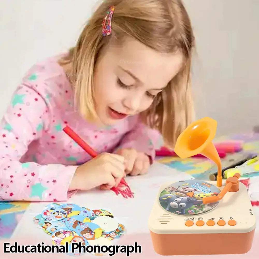 Kids Gramophone Story Player Educational Toy With 93 Cards - ToylandEU