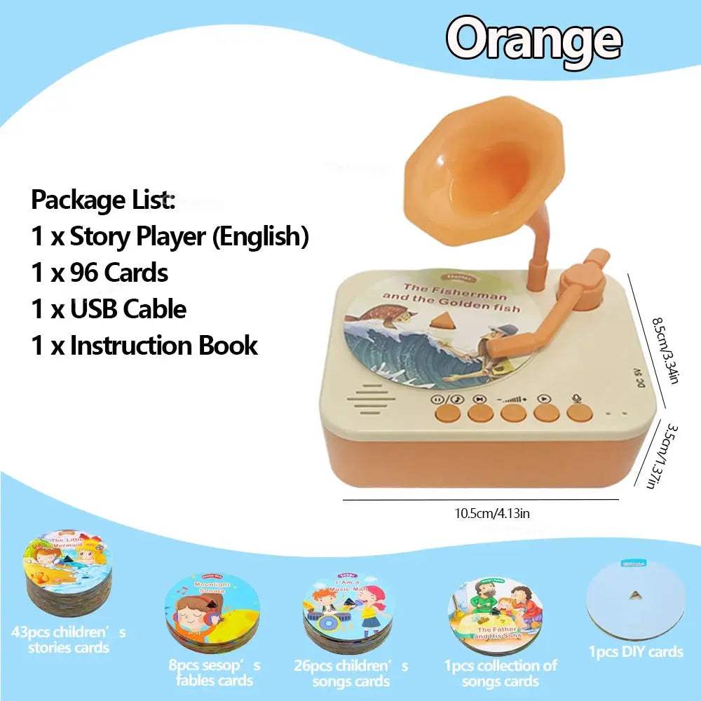 Kids Gramophone Story Player Educational Toy With 93 Cards - ToylandEU