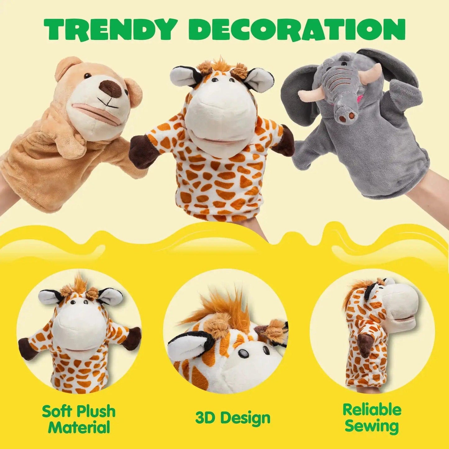  Kids Hand Puppets Six Piece Set Plush Animal Theater Play -  ToylandEU™