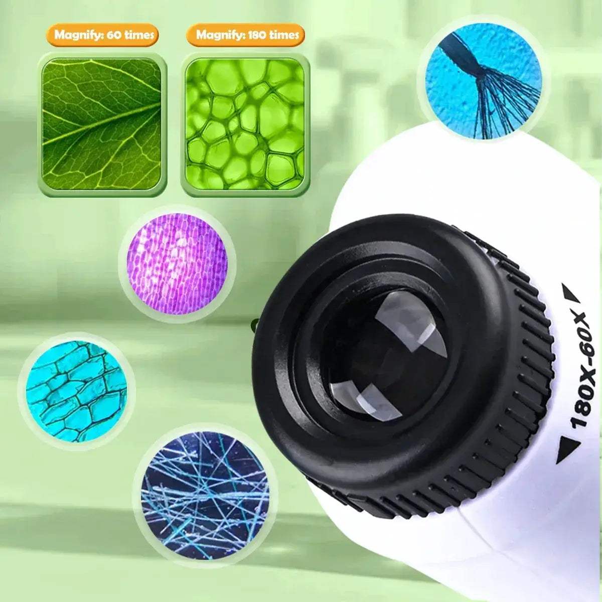 Kids Handheld Microscope Kit With LED Light 60X-180X - ToylandEU