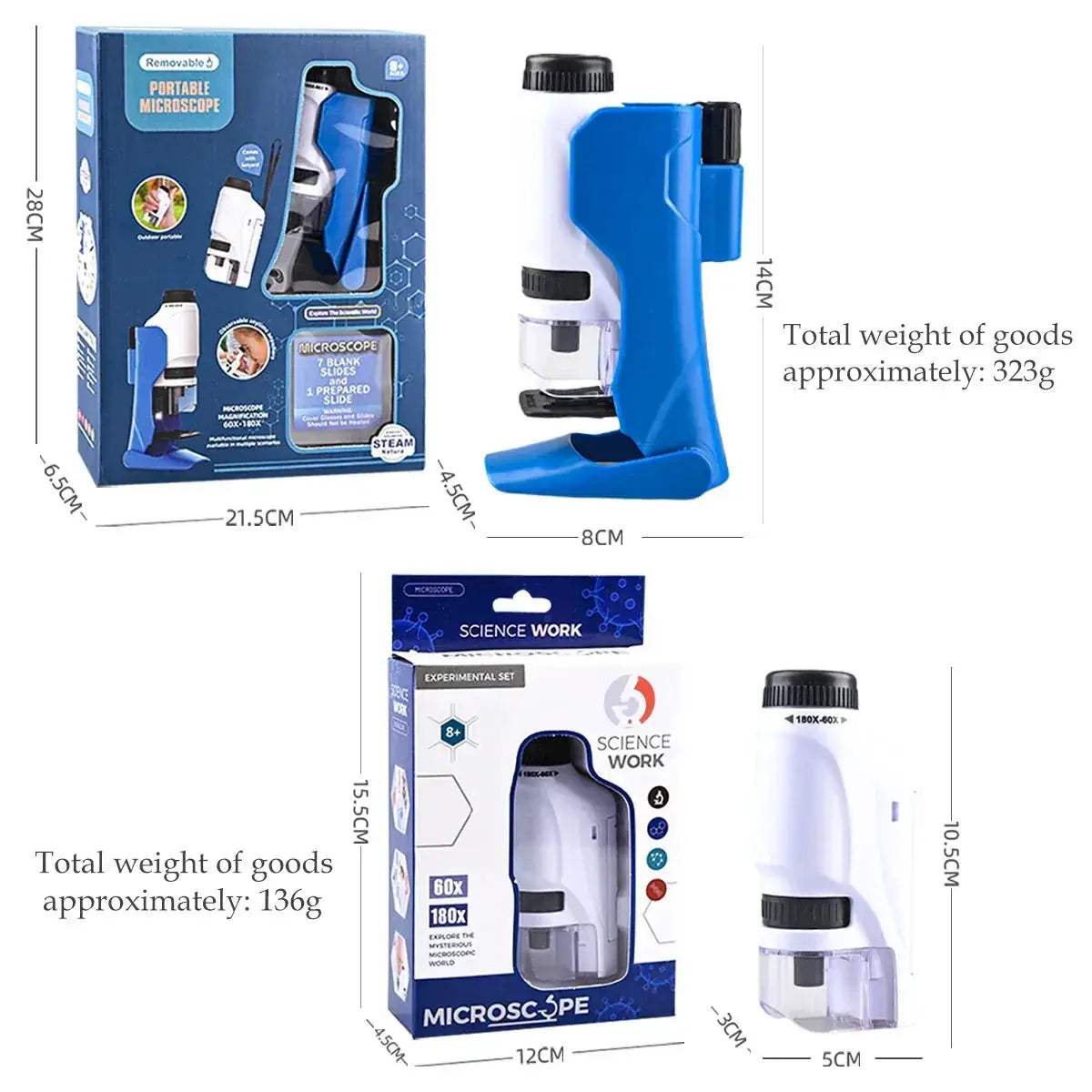 Kids Handheld Microscope Kit With LED Light 60X-180X - ToylandEU
