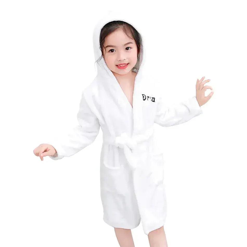  Kids Hooded Flannel Bathrobe Cartoon Print Comfort -  ToylandEU™