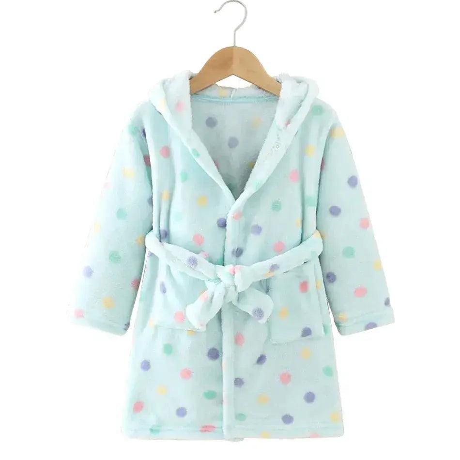  Kids Hooded Flannel Bathrobe Cartoon Print Comfort -  ToylandEU™