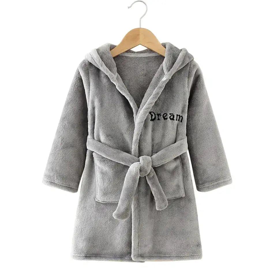  Kids Hooded Flannel Bathrobe Cartoon Print Comfort -  ToylandEU™
