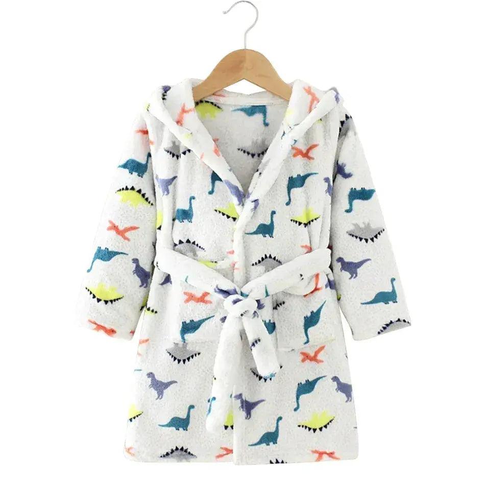  Kids Hooded Flannel Bathrobe Cartoon Print Comfort -  ToylandEU™