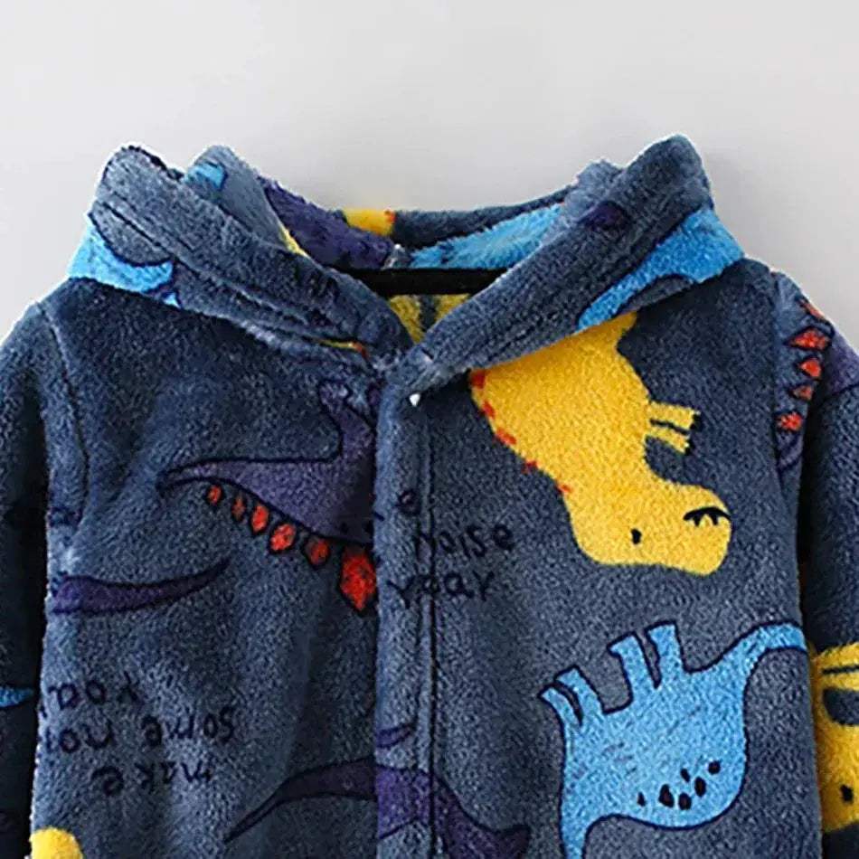  Kids Hooded Flannel Bathrobe Cartoon Print Comfort -  ToylandEU™