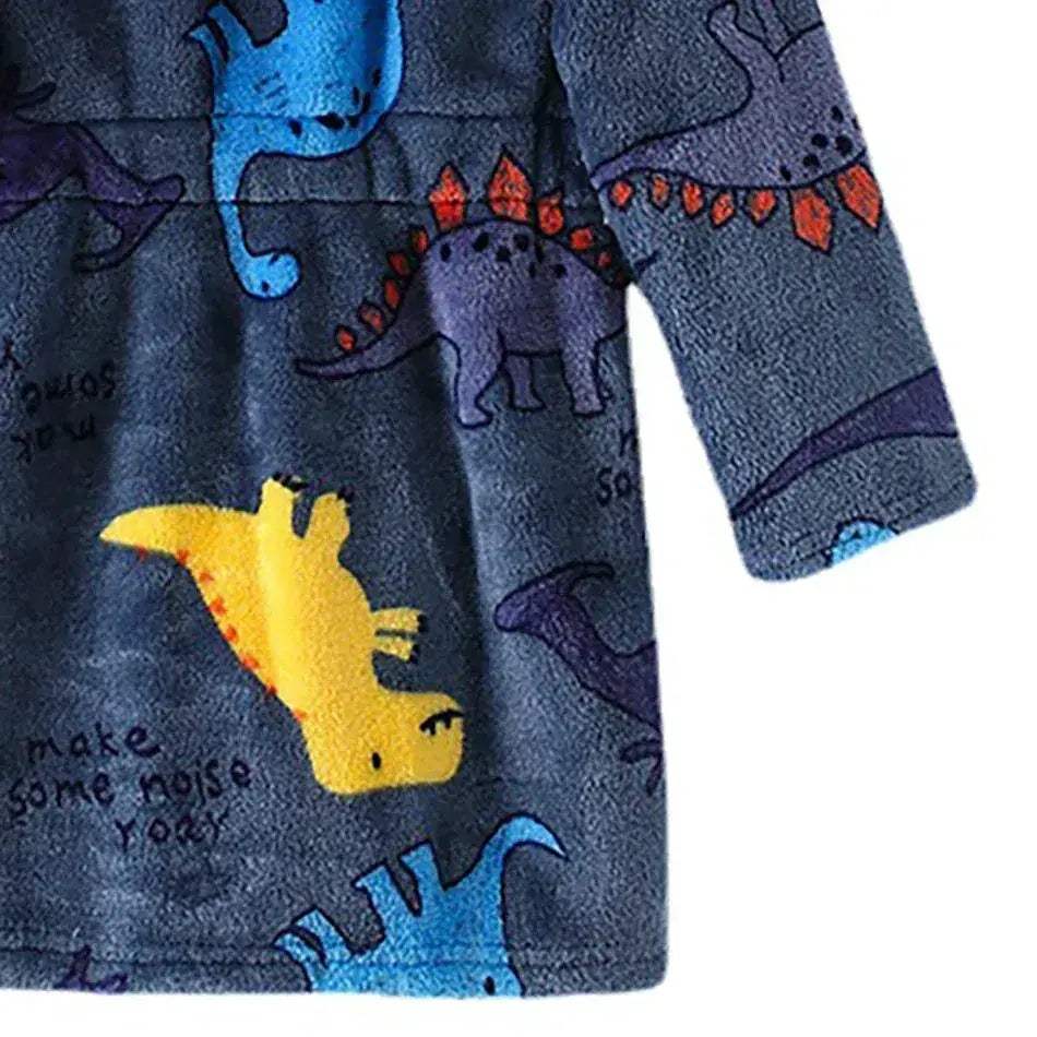 Kids Hooded Flannel Bathrobe Cartoon Print Comfort -  ToylandEU™