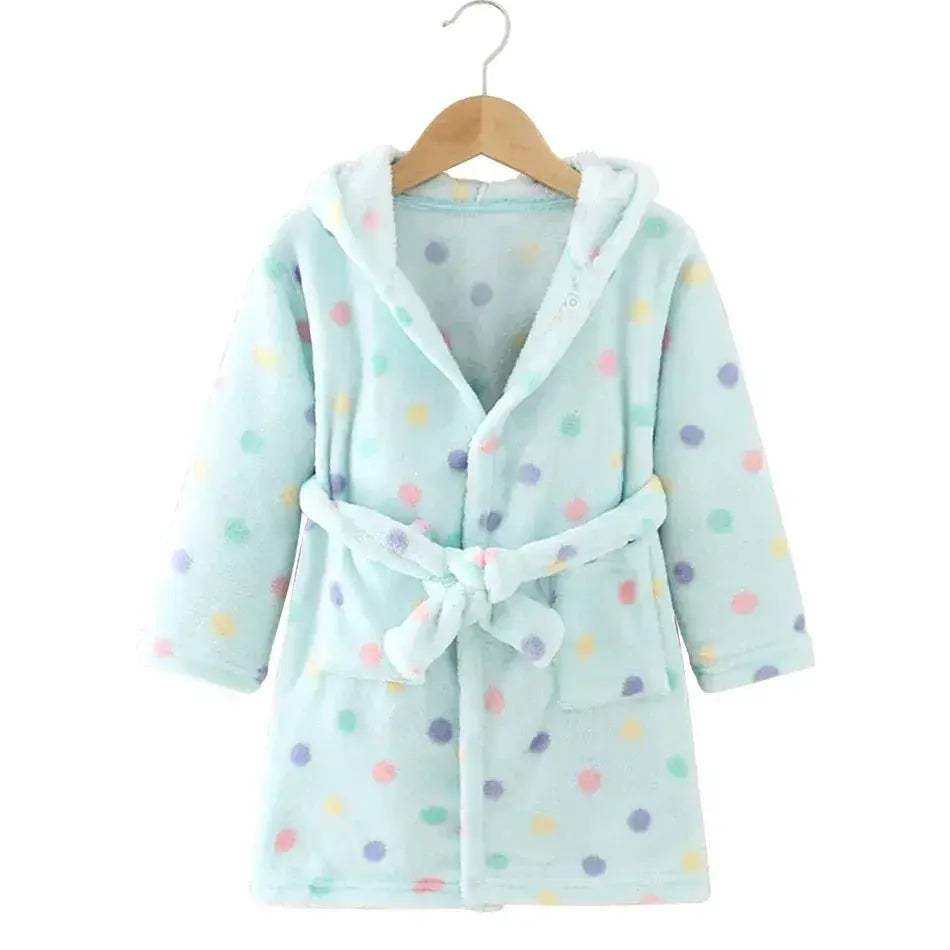 Kids Hooded Flannel Bathrobe Cartoon Print Comfort -  ToylandEU™