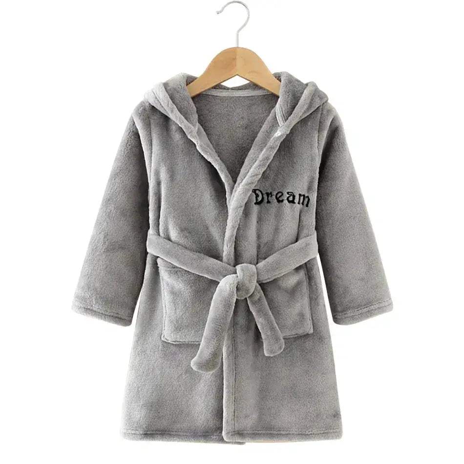  Kids Hooded Flannel Bathrobe Cartoon Print Comfort -  ToylandEU™