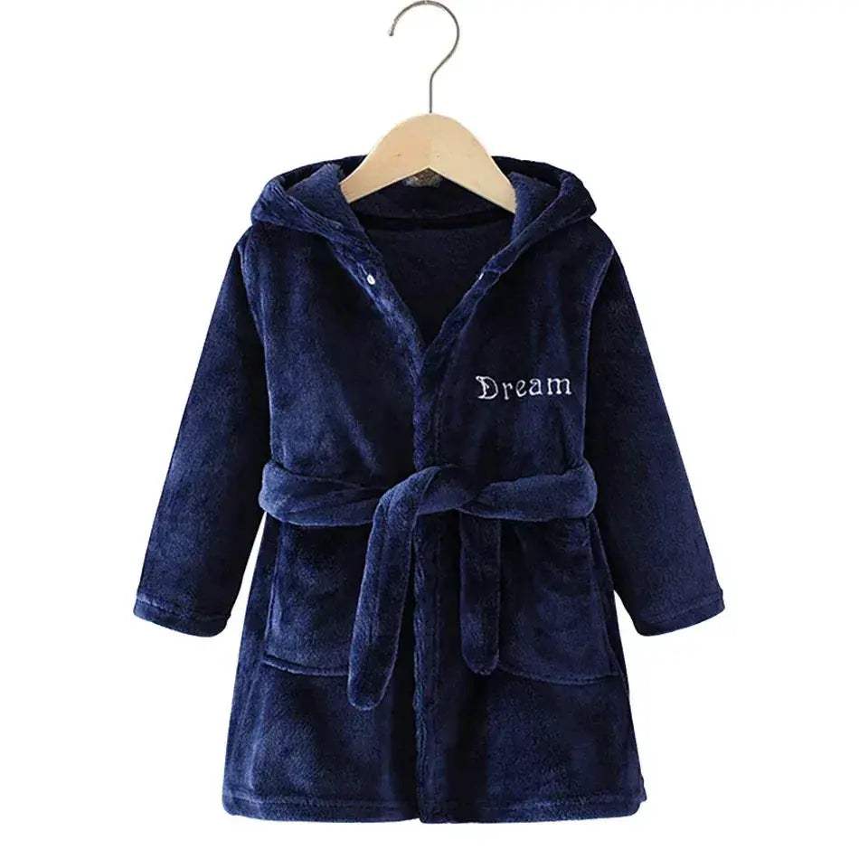  Kids Hooded Flannel Bathrobe Cartoon Print Comfort -  ToylandEU™
