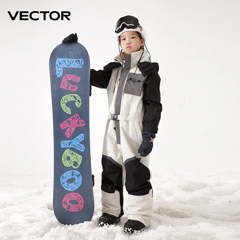 Kids Hooded Ski Jumpsuit Waterproof Winter Snowsuit - ToylandEU