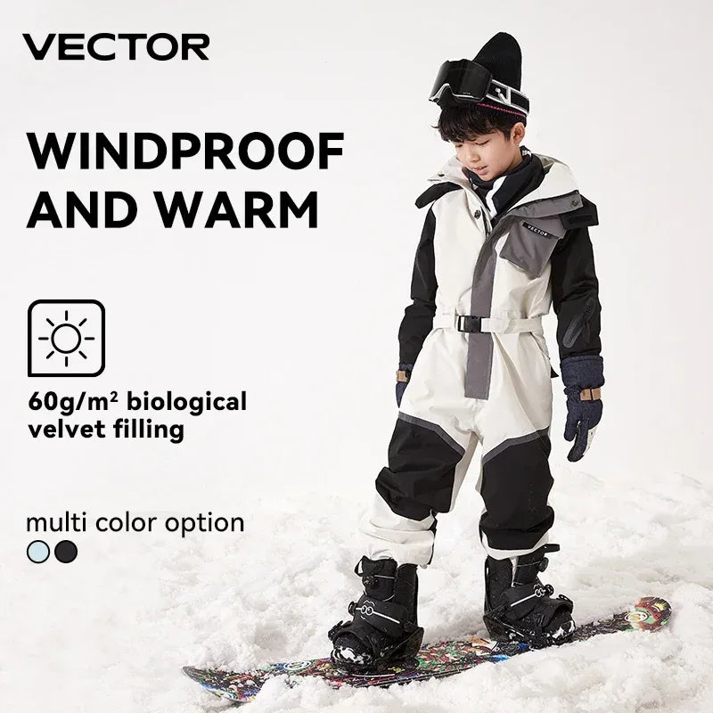 Kids Hooded Ski Jumpsuit Waterproof Winter Snowsuit - ToylandEU