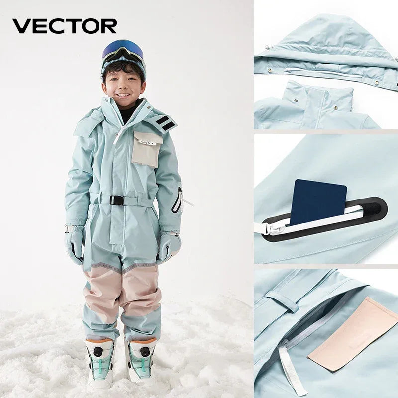Kids Hooded Ski Jumpsuit Waterproof Winter Snowsuit - ToylandEU