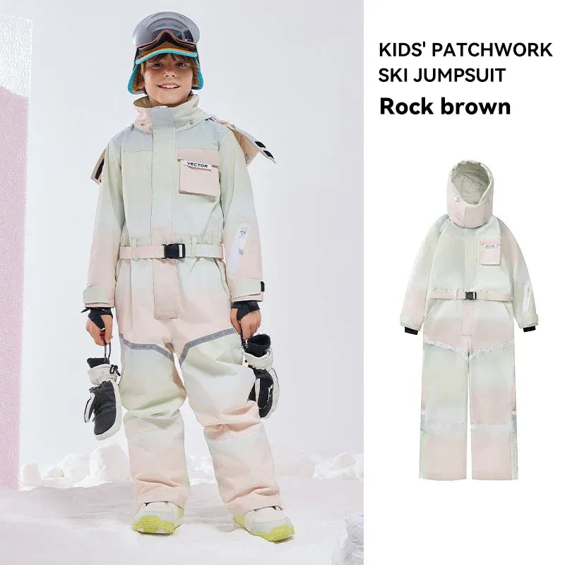 Kids Hooded Ski Jumpsuit Waterproof Winter Snowsuit - ToylandEU