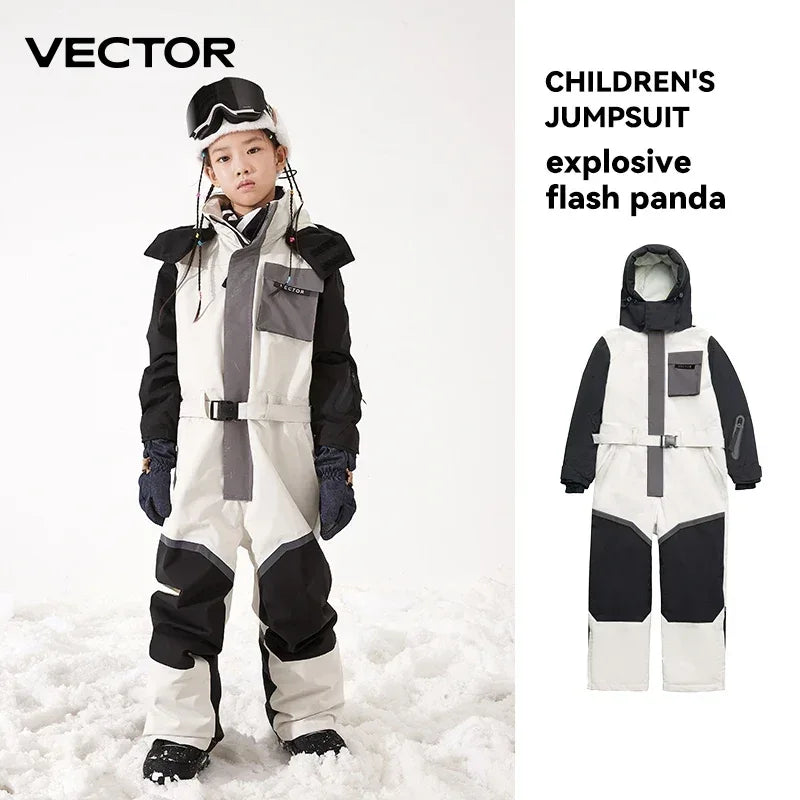 Kids Hooded Ski Jumpsuit Waterproof Winter Snowsuit - ToylandEU