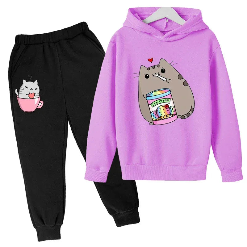 Kids Hoodie Set 7 13Y Unisex Cartoon Print Cotton Polyester O Neck Winter - ToylandEU