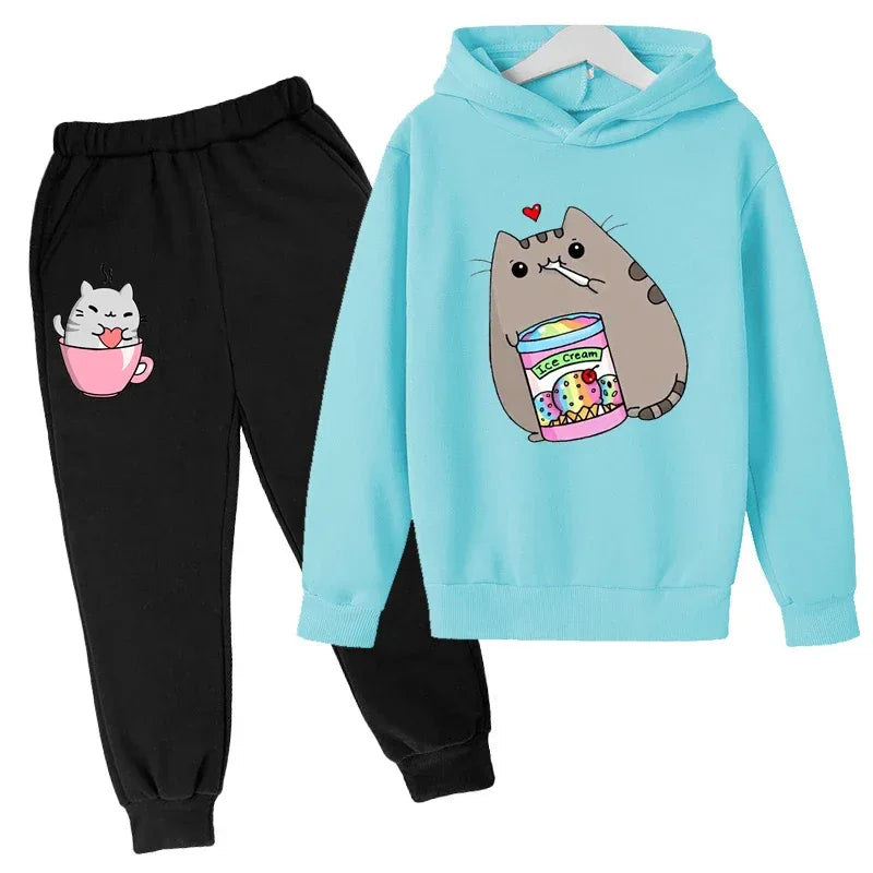 Kids Hoodie Set 7 13Y Unisex Cartoon Print Cotton Polyester O Neck Winter - ToylandEU