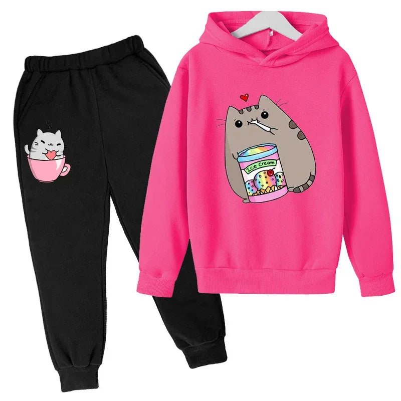 Kids Hoodie Set 7 13Y Unisex Cartoon Print Cotton Polyester O Neck Winter - ToylandEU