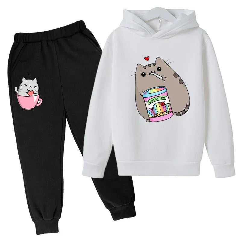 Kids Hoodie Set 7 13Y Unisex Cartoon Print Cotton Polyester O Neck Winter - ToylandEU