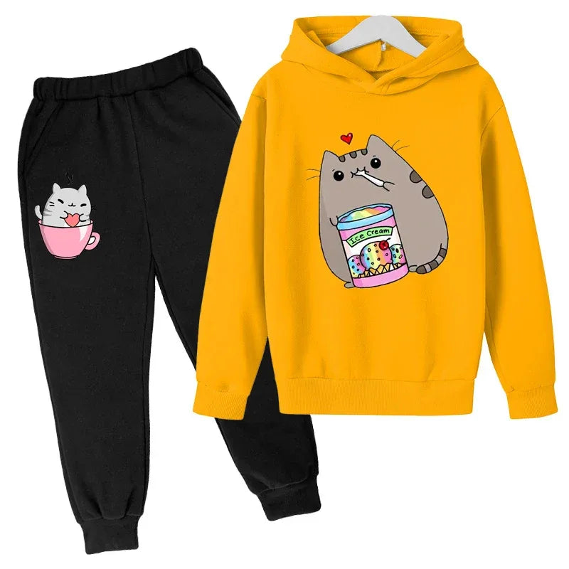 Kids Hoodie Set 7 13Y Unisex Cartoon Print Cotton Polyester O Neck Winter - ToylandEU
