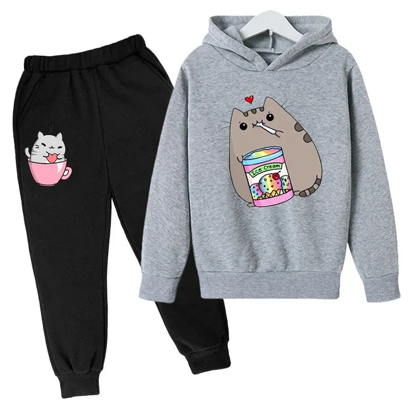 Kids Hoodie Set 7 13Y Unisex Cartoon Print Cotton Polyester O Neck Winter - ToylandEU