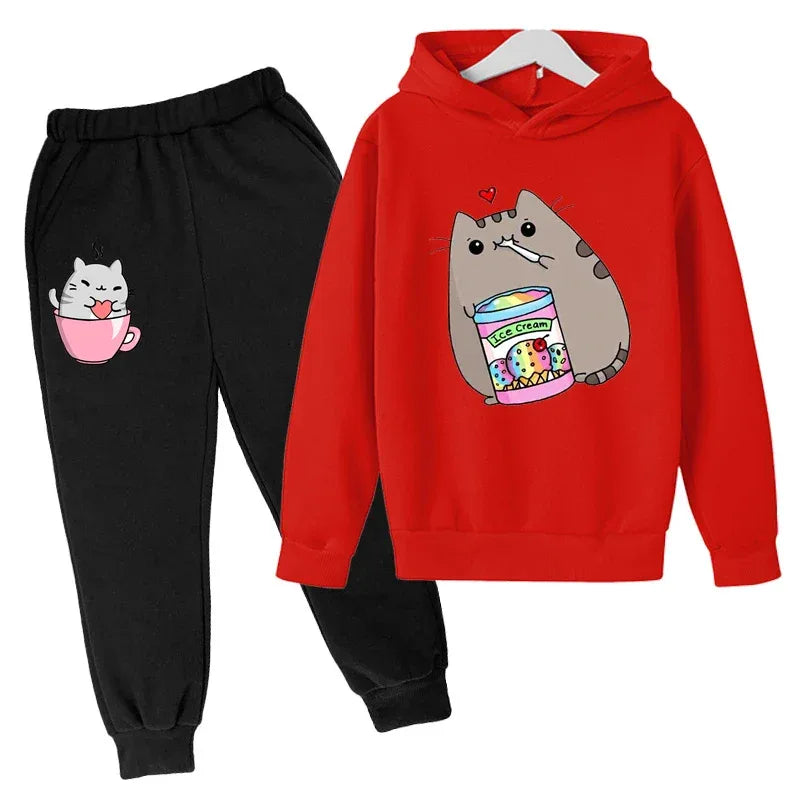 Kids Hoodie Set 7 13Y Unisex Cartoon Print Cotton Polyester O Neck Winter - ToylandEU