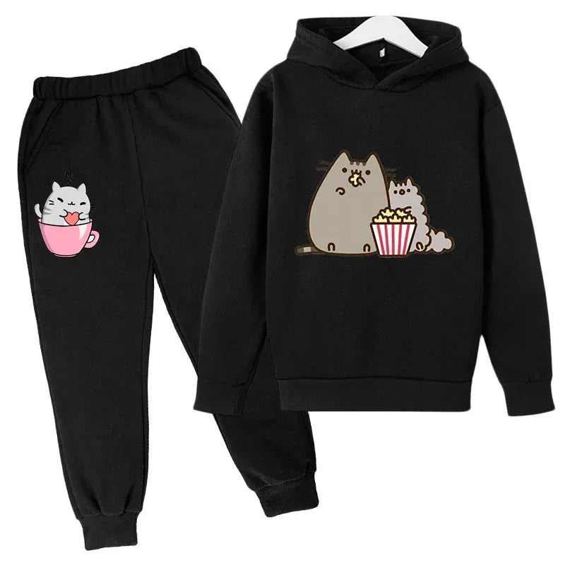 Kids Hoodie Set 7 13Y Unisex Cartoon Print Cotton Polyester O Neck Winter - ToylandEU