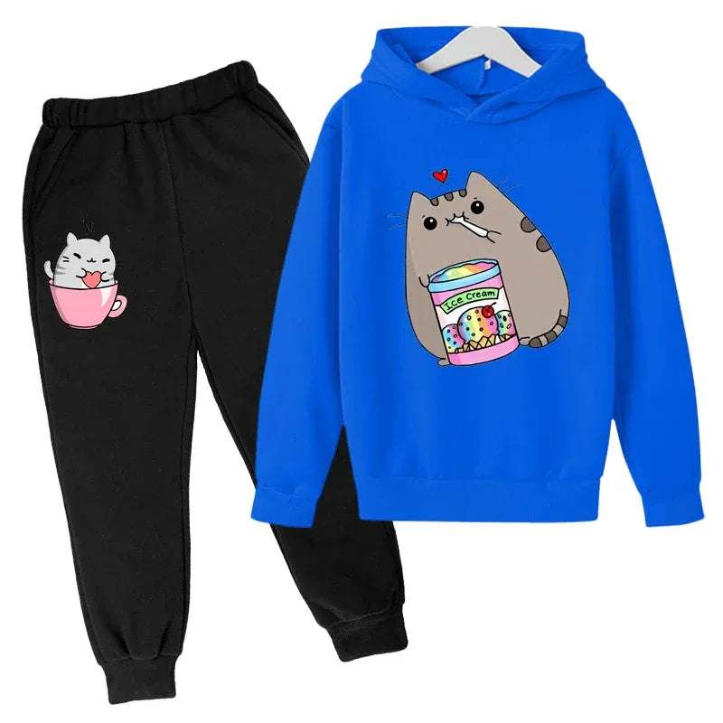 Kids Hoodie Set 7 13Y Unisex Cartoon Print Cotton Polyester O Neck Winter - ToylandEU