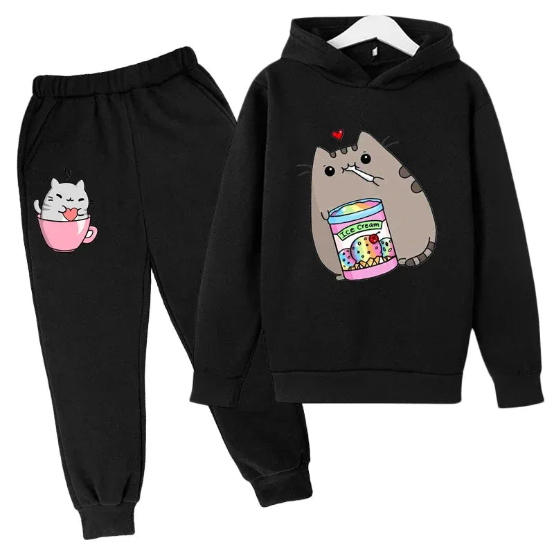 Kids Hoodie Set 7 13Y Unisex Cartoon Print Cotton Polyester O Neck Winter - ToylandEU