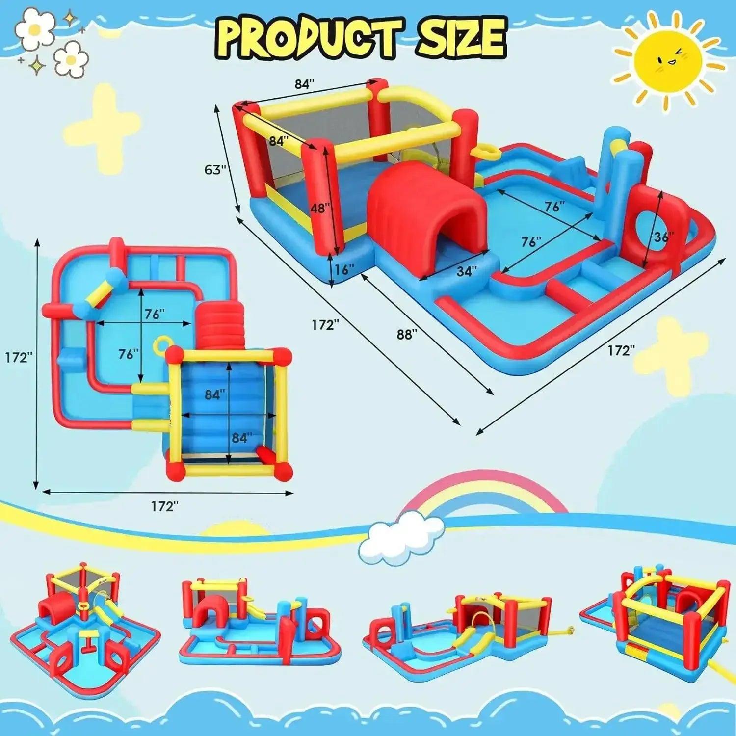  Kids Inflatable Bounce House Waterslide Ball Pit Tough -  ToylandEU™