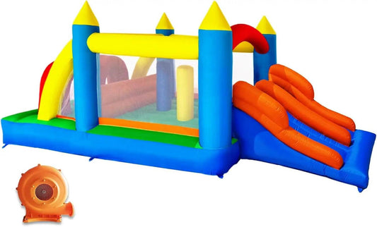 Kids Inflatable Obstacle Bounce House with Dual Racing Slides - ToylandEU